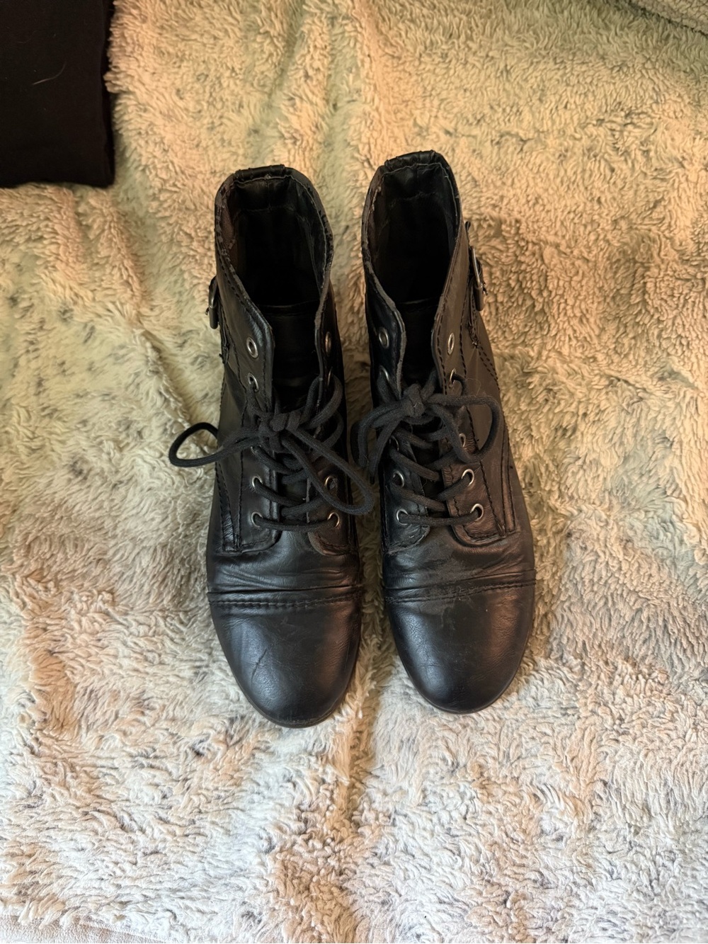Madden Girl Black Lace-Up Ankle Boots
